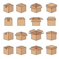 Set of Abstract Box Line Icons vector