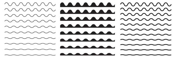 Set of wavy horizontal lines. border design element vector