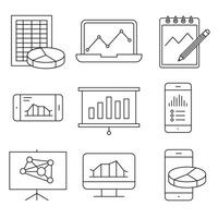 Analysis, Statistics line icons. Chart, Report and Service signs. vector