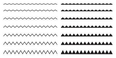 Set of seamless borders zigzag. Graphic design elements. vector