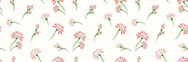 Minimalist summer pattern with abstract unique tiny flowers and small buds. hand drawing. Creative little floral seamless print on a white background. Simple ornament for designs, textile vector