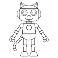 Robot Kitten Silhouette.Illustration in sketch style for coloring. vector