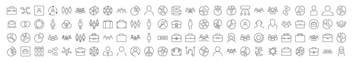 Staff, Company, Job Simple Isolated Line Icons Collection. Editable Stroke. Suitable for Web Sites, Books, Cards, Apps vector