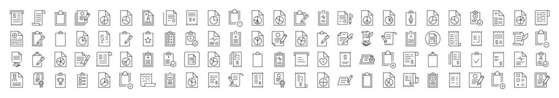 Various Clipboards and Documents Thin Icons Collection. Editable Stroke. Suitable for Web Sites, Books, Cards, Apps vector