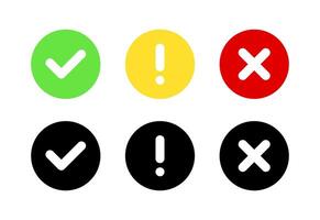 Check mark and red cross icon set vector