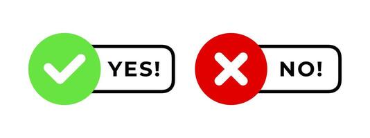 Yes or no icons. Check mark vector