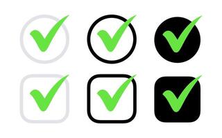 Check mark icons. Check box signs vector