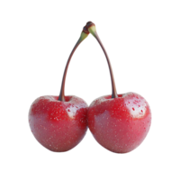 Two Cherries with Dew Drops on a Transparent Background png