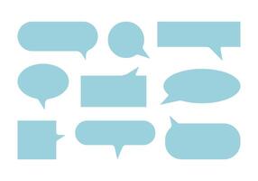 Blue Speech bubbles set. Speak blank text box, chatting place, message frame. Empty cloud in flat style. vector