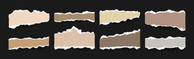 Torn Paper Sheet in retro style for Scrapbook or Collage. Notebook ripped pages with vintage colors. Blank pieces and frame for notes, empty textbox vector