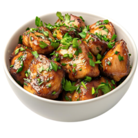 Chicken in a White Bowl with Parsley, a Delicious and Easy Meal with a Transparent Background png