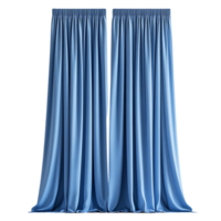 Blue Curtains Draped Elegantly on a Transparent Background, Ideal for Interior Design Projects and Presentations png