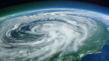 A hurricane is seen in this image video