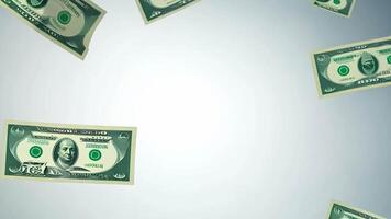 Money falling from the sky in a gray background video