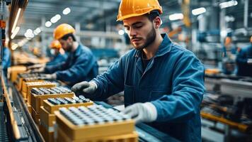 A man working on a production line with a machine video