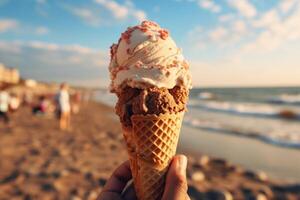 Cone Ice Cream on a Beach Day photo