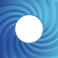 Abstract white circle on blue spiral line background. Round shape camera shutter frame with translucent waves isolated object. illustration of design element for logo concept website backdrop vector