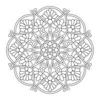 Geometric flower, Contour drawing of a mandala on a white background. file vector