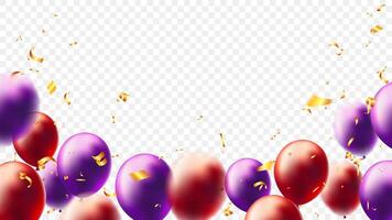 festive background with realistic helium balloons and confetti. backdrop party event vector