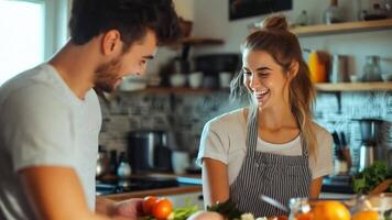 A young couple working together to quickly clean the kitchen, using efficient housework methods and enjoying the process as they share the load. video