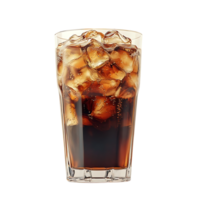 Refreshing Cola with Ice Cubes in a Glass with a Transparent Background png