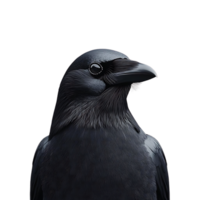 Black Crow with a Transparent Background, A Close-Up View of a Bird's Head and Feathers png