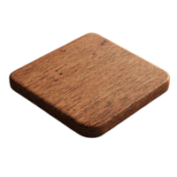 Wooden Square Button with Transparent Background, Crafted for 3D Design and Digital Mockups png