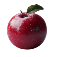 Red Apple with a Green Leaf on a Transparent Background, Isolated Apple with a Glossy Finish, Realistic Rendered Apple, Fresh Apple with a Detailed Texture, 3D Model of an Apple png