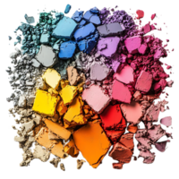 Crushed Eyeshadow Palette Explodes with Color on a Transparent Background png