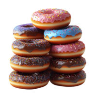 Stack of Delicious Glazed Donuts with Sprinkles on a Transparent Background png