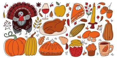 Set of colorful elements for thanksgiving day vector