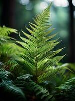 green ferns against a dark background photo
