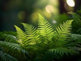 green ferns against a dark background photo