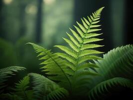 green ferns against a dark background photo