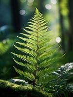 green ferns against a dark background photo