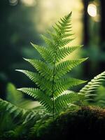 green ferns against a dark background photo
