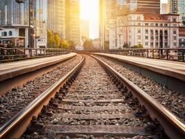 disused railroad line in the city photo