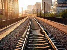 disused railroad line in the city photo