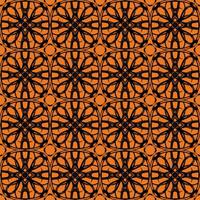 Halloween theme seamless pattern vintage retro style Intricate black and orange geometric pattern with repeating square shapes. vector