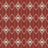 Ikat Brown ethnic seamless pattern Embroidery style Seamless ikat cream pattern against a brown background vector