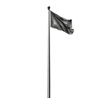 Black Flag Waving in the Wind on a Pole with a Transparent Background png