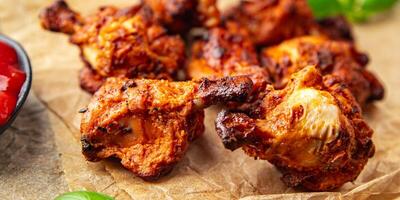 chicken wings BBQ fried grill poultry fresh meal food snack on the table copy space food background rustic top view photo
