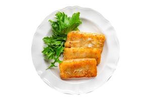 fish sticks fresh meal food snack on the table copy space food background photo