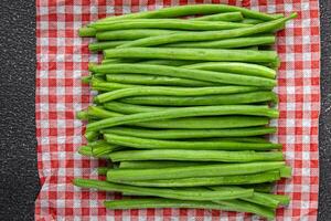 green beans vegetable fresh string bean fresh meal food snack on the table copy space food background rustic top view photo