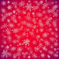 Red Christmas background with different snowflakes vector