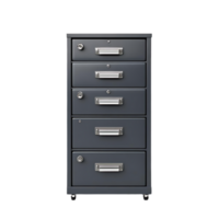 Five Drawer Metal File Cabinet with Transparent Background, Secure Storage for Documents and Files, Perfect for Home or Office Organization png