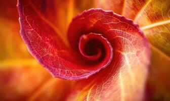 Autumn leaves in a gentle swirl, mixed colors of red, yellow and brown photo