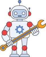 Robot Mascot with Wrench vector