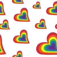 Seamless pattern with rainbow hearts on a white background vector