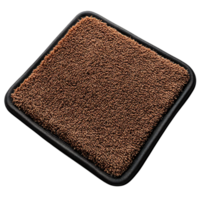 Brown Plush Square Rug with Black Trim, Transparent Background png